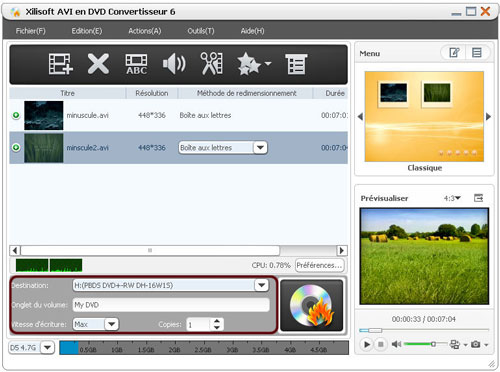 Xilisoft AVI en DVD Convertisseur