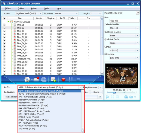 Xilisoft DVD en 3GP Convertisseur