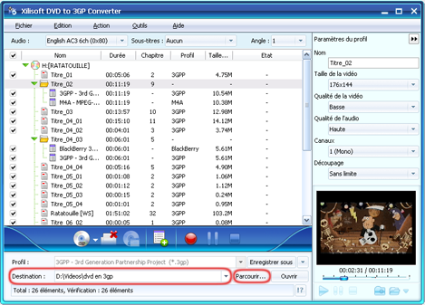 Xilisoft DVD en 3GP Convertisseur