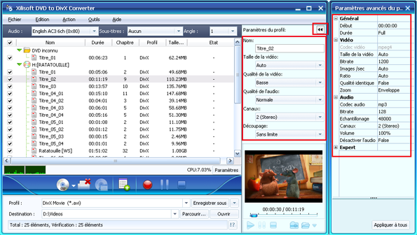 Xilisoft DVD en DivX Convertisseur