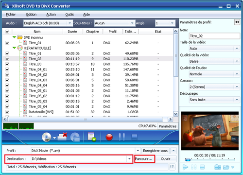 Xilisoft DVD en DivX Convertisseur