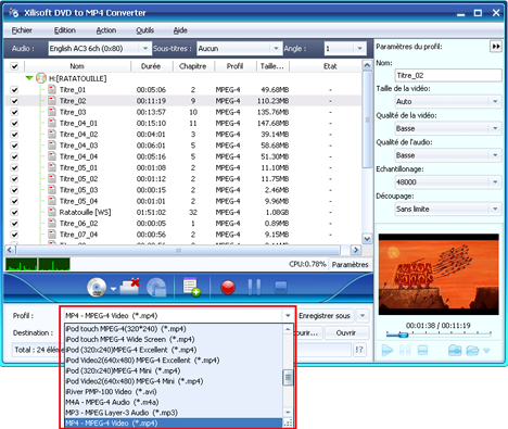 Xilisoft DVD en MP4 Convertisseur