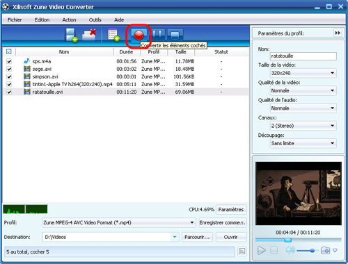 Xilisoft Zune Vid&eacute;o Convertisseur