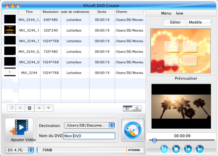 Xilisoft DVD Cr&eacute;ateur pour Mac