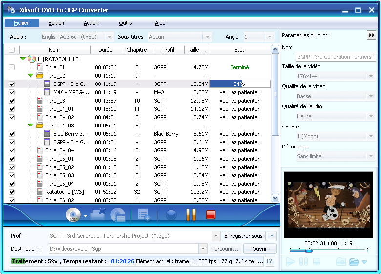Xilisoft DVD en 3GP Convertisseur