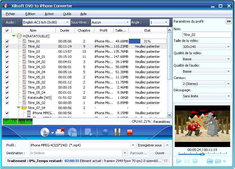 Xilisoft DVD pour iPhone Convertisseur 5.0.62.0115 full