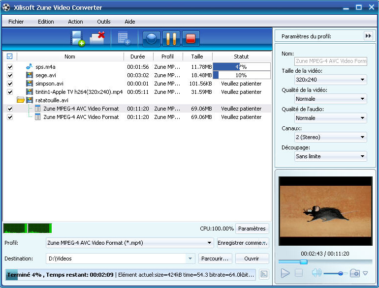 Xilisoft Zune Vid&eacute;o Convertisseur